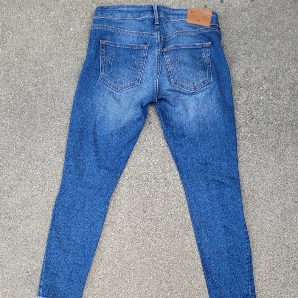 True Religion Halle Mid Rise Super Skinny Distressed Jeans